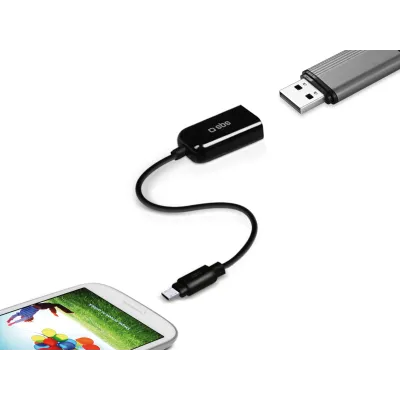 SBS - Kábel OTG Micro USB/USB-A 10 W, čierna