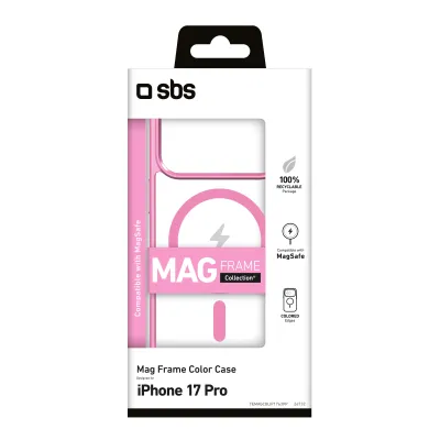 SBS - Puzdro Mag Frame kompatibilné s MagSafe pre iPhone 17 Pro, ružová