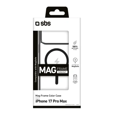 SBS - Puzdro Mag Frame kompatibilné s MagSafe pre iPhone 17 Pro Max, čierna