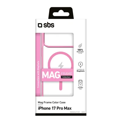 SBS - Puzdro Mag Frame kompatibilné s MagSafe pre iPhone 17 Pro Max, ružová