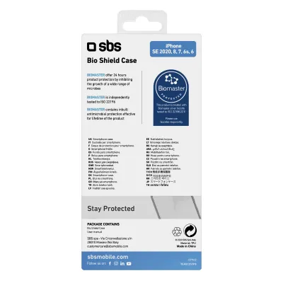 SBS - Puzdro Biomaster pre iPhone SE 2020/8/7/6s/6, antibakteriálne, transparentná