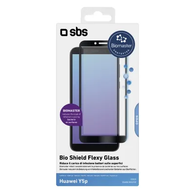 SBS - Ochranné sklo Flexy Biomaster pre Huawei Y5p, antibakteriálne, čierna