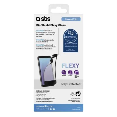 SBS - Ochranné sklo Flexy Biomaster pre Huawei Y5p, antibakteriálne, čierna