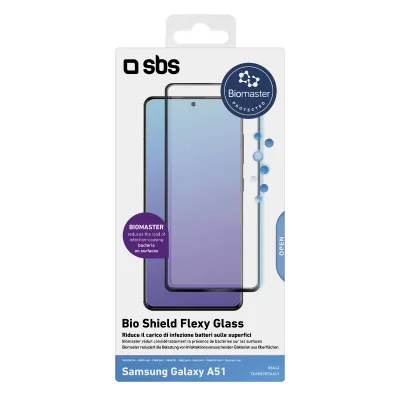 SBS - Ochranné sklo Flexy Biomaster pre Samsung Galaxy A52s 5G/A52 5G/A52/A51, antibakteriálne, čierna