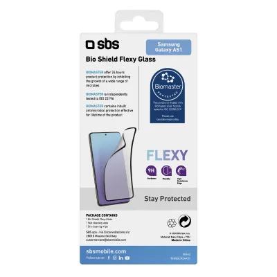 SBS - Ochranné sklo Flexy Biomaster pre Samsung Galaxy A52s 5G/A52 5G/A52/A51, antibakteriálne, čierna