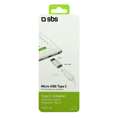 SBS - Adaptér Micro-USB/USB-C, biela