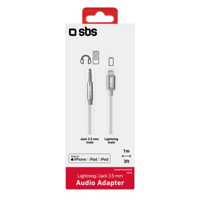SBS - Kábel Lightning/3,5 mm jack, 1 m, biela