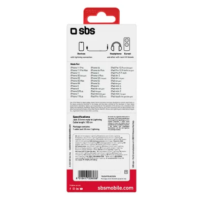 SBS - Kábel Lightning/3,5 mm jack, 1 m, biela