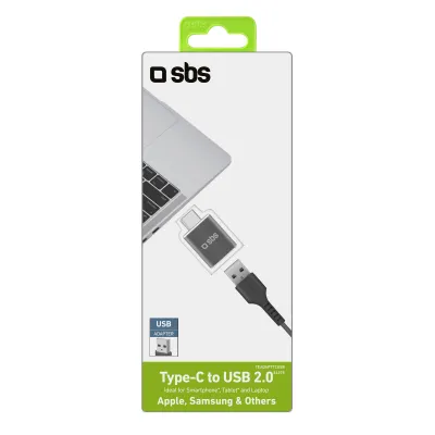 SBS - Adaptér USB-A samica/USB-C samec, čierna