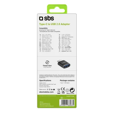 SBS - Adaptér USB-A samica/USB-C samec, čierna
