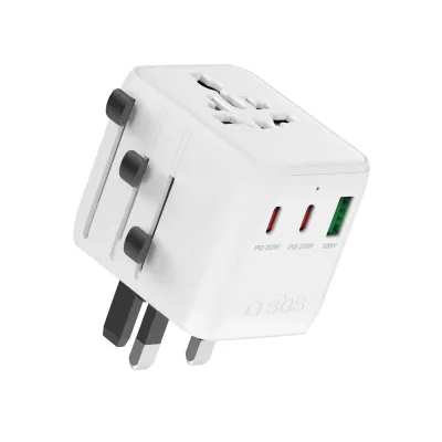 SBS - Univerzálny cestovný adaptér 2x USB-C/USB-A, 20 W, biela