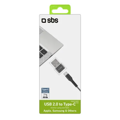 SBS - Adaptér USB-A samec/USB-C samica, čierna