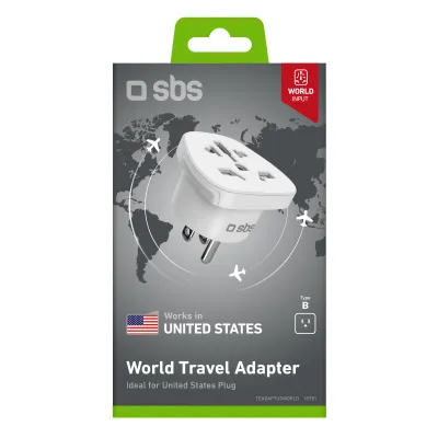 SBS - Univerzálny cestovný adaptér US, biela
