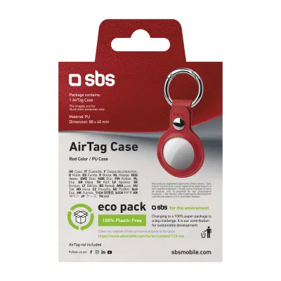 SBS - Puzdro pre AirTag, PU, červená