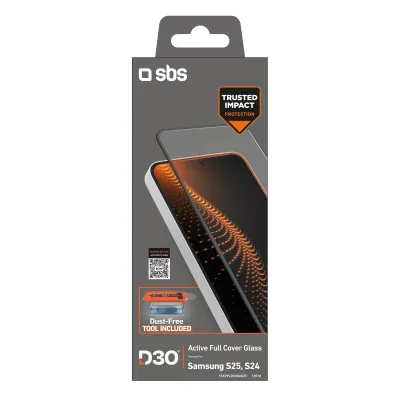SBS - Tvrdené sklo Active Full Cover D3O s aplikátorom pre Samsung Galaxy S25/S24, číra