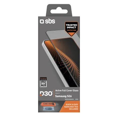 SBS - Tvrdené sklo Active Full Cover D3O s aplikátorom pre Samsung Galaxy S26, číra