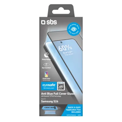 SBS - Tvrdené sklo Eyesafe Full Cover pre Samsung Galaxy S26, čierna