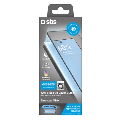 SBS - Tvrdené sklo Eyesafe Full Cover pre Samsung Galaxy S26+, čierna