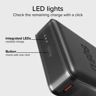 SBS - PowerBank 10000 mAh 20 W, Power Delivery, NanoTube, USB-C/USB-A, čierna
