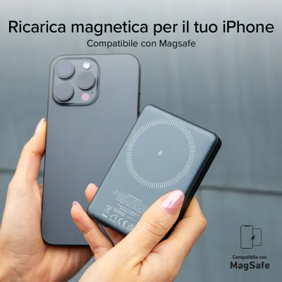 SBS - Bezdrôtová PowerBank MagSafe 10000 mAh, 20 W, SlimMag, PD, šedá