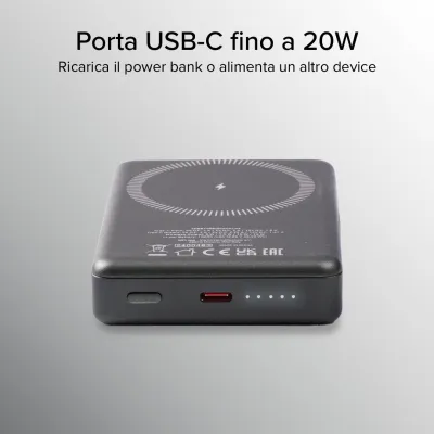 SBS - Bezdrôtová PowerBank MagSafe 10000 mAh, 20 W, SlimMag, PD, šedá