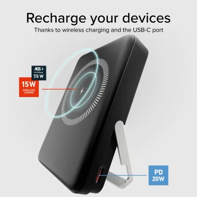 SBS - PowerBank 10000 mAh 20 W, Power Delivery, Mag Stand, čierna