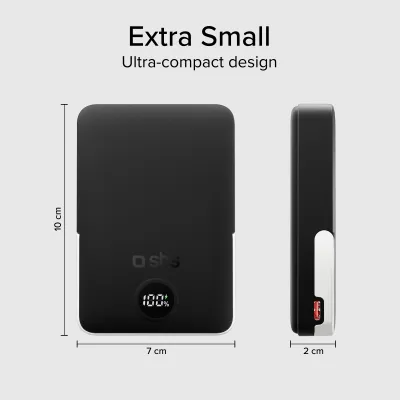 SBS - PowerBank 10000 mAh 20 W, Power Delivery, Mag Stand, čierna