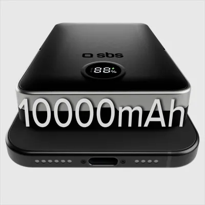 SBS - PowerBank 10000 mAh 20 W, Power Delivery, Mag Stand, čierna
