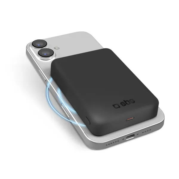 SBS - Bezdrôtová PowerBank 10000 mAh Mag, PD, 20 W, Qi2/USB-C, čierna
