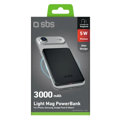 SBS - Bezdrôtová PowerBank 3000 mAh 5 W, Slim, MagSafe, čierna