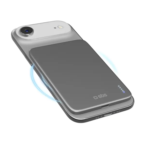 SBS - Bezdrôtová Powerbank 3000mAh 15 W Extra-slim, USB-C, kompatibilná s MagSafe, čierna