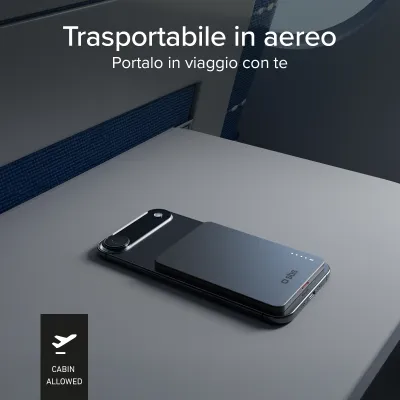 SBS - Bezdrôtová Powerbank 3000mAh 15 W Extra-slim, USB-C, kompatibilná s MagSafe, čierna