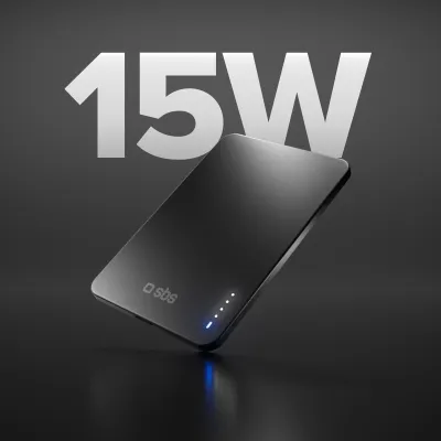 SBS - Bezdrôtová Powerbank 3000mAh 15 W Extra-slim, USB-C, kompatibilná s MagSafe, čierna