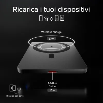 SBS - Bezdrôtová Powerbank 3000mAh 15 W Extra-slim, USB-C, kompatibilná s MagSafe, čierna