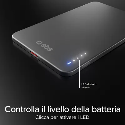 SBS - Bezdrôtová Powerbank 3000mAh 15 W Extra-slim, USB-C, kompatibilná s MagSafe, čierna