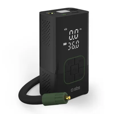 SBS - Kompresor Air Pro & PowerBank WILD gear 3600 mAh, so svetlom, čierna
