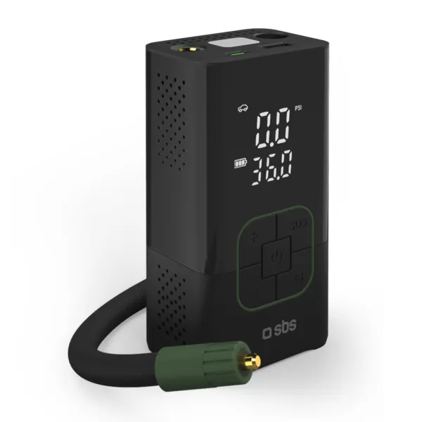 SBS - Kompresor Air Pro & PowerBank WILD gear 3600 mAh, so svetlom, čierna