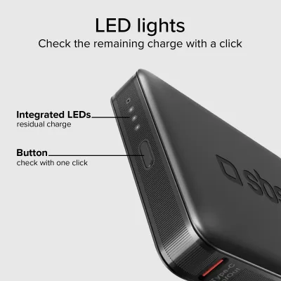SBS - PowerBank 5000 mAh 10 W, Intelligent Charge, NanoTube, USB-C, čierna