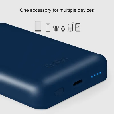 SBS - PowerBank 5000 mAh 10 W, kompatibilná s MagSafe, Mag Power, USB-C, modrá