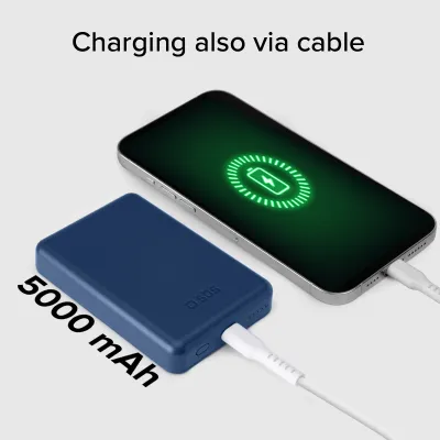 SBS - PowerBank 5000 mAh 10 W, kompatibilná s MagSafe, Mag Power, USB-C, modrá