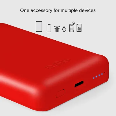 SBS - PowerBank 5000 mAh 10 W, kompatibilná s MagSafe, Mag Power, USB-C, červená