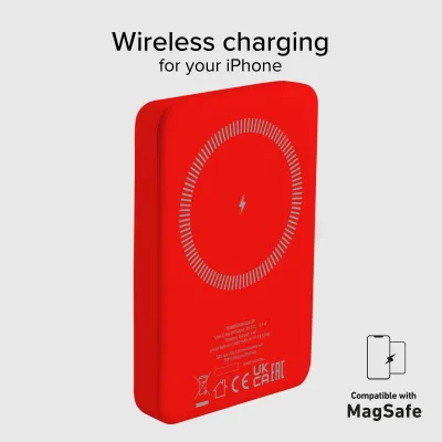 SBS - PowerBank 5000 mAh 10 W, kompatibilná s MagSafe, Mag Power, USB-C, červená