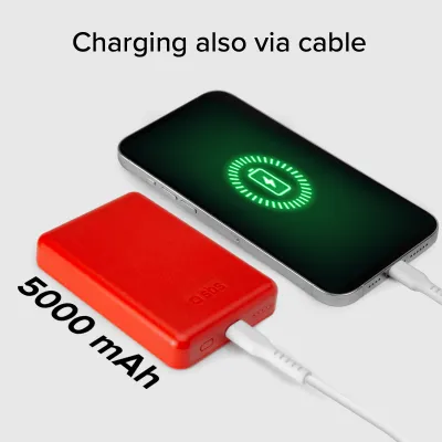 SBS - PowerBank 5000 mAh 10 W, kompatibilná s MagSafe, Mag Power, USB-C, červená