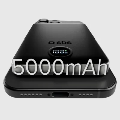 SBS - PowerBank 5000 mAh 20 W, Power Delivery, Mag Stand, čierna