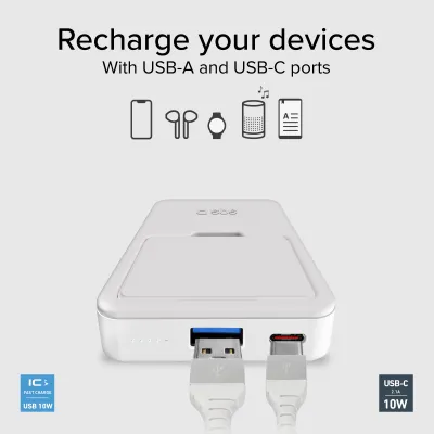 SBS - Bezdrôtová PowerBank 5000 mAh 10 W, MagSafe, Mag Power, biela