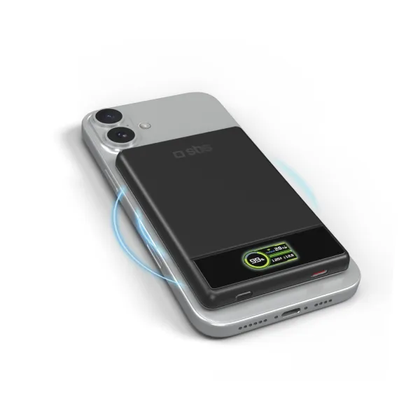 SBS - Bezdrôtová PowerBank 5000 mAh Smart Mag, MagSafe, USB-C PD 20 W, čierna