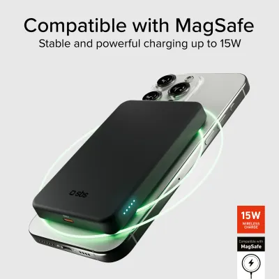SBS - Bezdrôtová PowerBank Qi2 5000 mAh, 20 W, Mag, PD, čierna