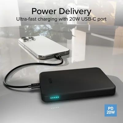 SBS - Bezdrôtová PowerBank Qi2 5000 mAh, 20 W, Mag, PD, čierna