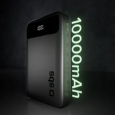 SBS - PowerBank 10000 mAh 20 W, PD, Compact, USB-C/USB-A, čierna