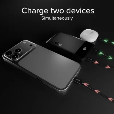 SBS - PowerBank 10000 mAh 20 W, PD, Compact, USB-C/USB-A, čierna